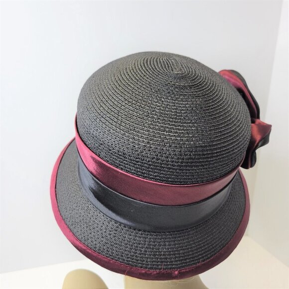 Dress Hat Adjustable in Red and Black with Satin Flower Rosette One Size - Picture 15 of 15
